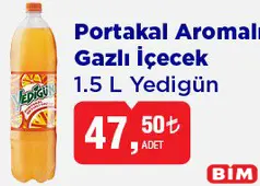 YEDİGÜN PORTAKAL AROMALI GAZLI İÇECEK 1,5 L
